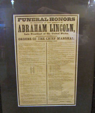 2pcs. Abraham Lincoln Funeral Honors poster broads: 2pcs. Abraham Lincoln Funeral Honors poster broadside and print of Lincoln family in period frame