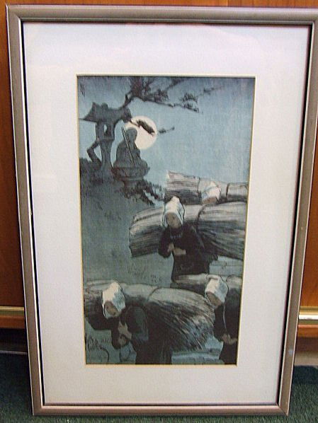 Woodblock print by Helen Hyde, "The Return" 1907,: Woodblock print by Helen Hyde, "The Return" 1907, image size 15" x 8"