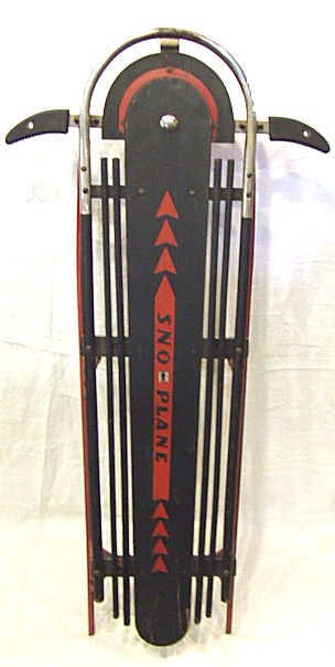 Art Deco styled Sno-Plane sled in excellent condit: Art Deco styled Sno-Plane sled in excellent condition, original paint with minimal wear. Complete, no cracks or breaks, 53.5" long.