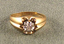 10K yellow gold diamond ring set with approx. 10 p: 10K yellow gold diamond ring set with approx. 10 pt. old cut diamond, 3.3 grams total weight, size 9.5
