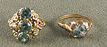 14K gold, blue zircon ring set with single stone, : 14K gold, blue zircon ring set with single stone, size 6.75, 2.8 grams total and 10K gold & zircon ring size 7, 4 grams total