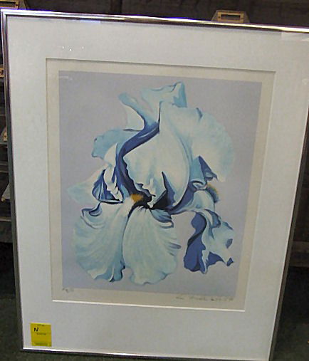 Lowell Nesbitt signed print of iris, 46/250, 17" X: Lowell Nesbitt signed print of iris, 46/250, 17" X 14" image