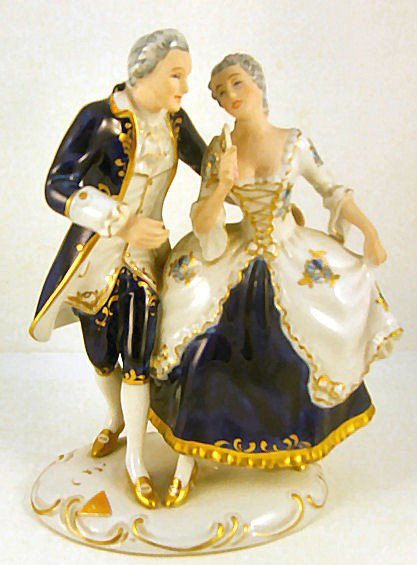 Royal Dux double figurine of 18th c. lady & gentlem: Royal Dux double figurine of 18th c. lady & gentleman, 8.5" high