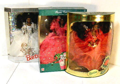 3 Barbie Happy Holidays edition dolls, mint in box, : 3 Barbie Happy Holidays edition dolls, mint in box, 1990, 1992, 1993