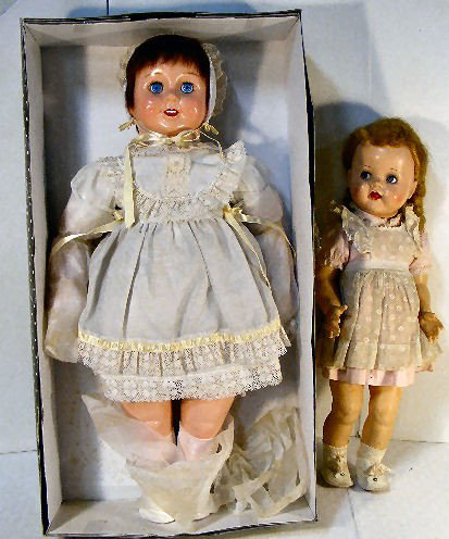 Ideal Saucy Walker, walker with flirty eyes, 22", s: Ideal Saucy Walker, walker with flirty eyes, 22", soiled & 27" Horsman Baby Rosebud with box