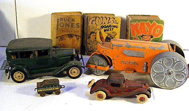 Lot of 3 Big Little books, Hubley auto, Hubley Kid: Lot of 3 Big Little books, Hubley auto, Hubley Kiddie Toy steam roller, cast iron auto, etc