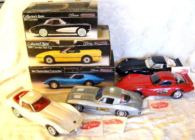 7 Jim Beam bottles, Corvettes - '78 Corvette missi: 7 Jim Beam bottles, Corvettes - '78 Corvette missing rear window & rear axle comes off