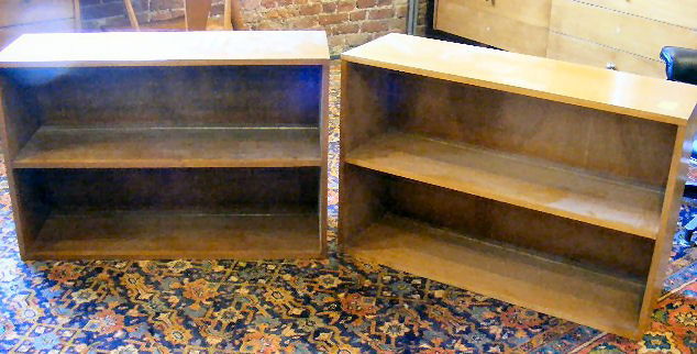 Pair of Paul McCobb Planner Group bookcase, 2' ta: Pair of Paul McCobb Planner Group bookcase, 2' tall x 3' wide. Water stain on top of one. Otherwise condition is very nice.