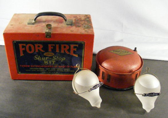 Shur-Stop fire grenade kit, two Shur-Stop grenades: Shur-Stop fire grenade kit, two Shur-Stop grenades and Fire Cry alarm 7.25" dia