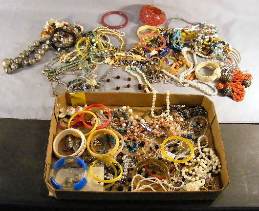 Lot of estate costume jewelry, beads, bracelets,: Lot of estate costume jewelry, beads, bracelets, bangles, chains, necklaces, etc.