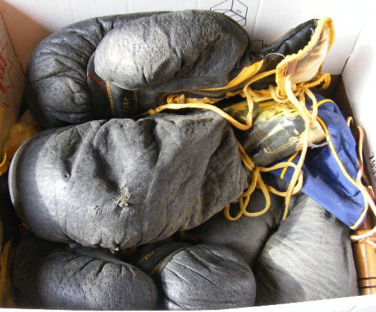 Boxing gloves, varsity letters, Indian clubs, bro: Boxing gloves, varsity letters, Indian clubs, bronze shoe, toys, slot cars, Gilbert chem. lab, trains, recurve bow