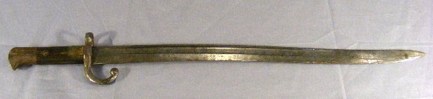 Sword bayonet, 28" long overall, unmarked except f: Sword bayonet, 28" long overall, unmarked except for "C" on blade and "H" on cross guard. No lock on end of handle. Blade has pitting, nicks and grind marks