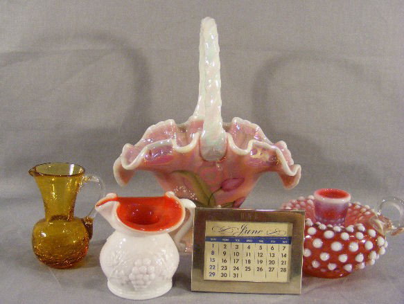 Lot including Tiffany & Co. sterling silver frame : Lot including Tiffany & Co. sterling silver frame 3" X 3.25", Fenton basket, Pilgrim glass pitcher, 3 paperweights.