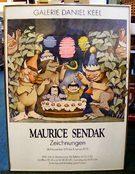 Maurice Sendak Zeichnungen poster, Galerie Daniel: Maurice Sendak Zeichnungen poster, Galerie Daniel Keel, 1974, framed