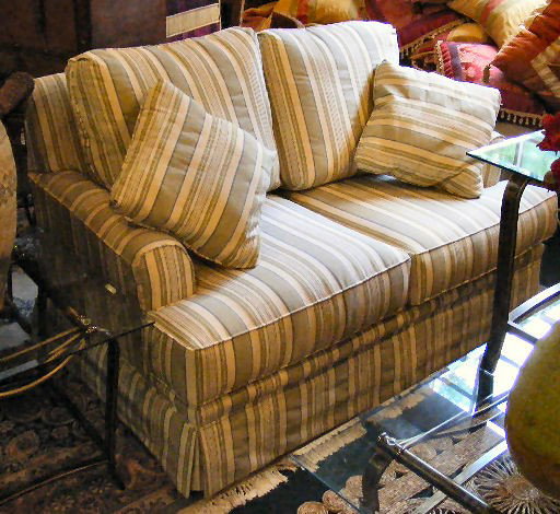 Broyhill upholstered loveseat, 58" long, 34" high : Broyhill upholstered loveseat, 58" long, 34" high and 36" deep