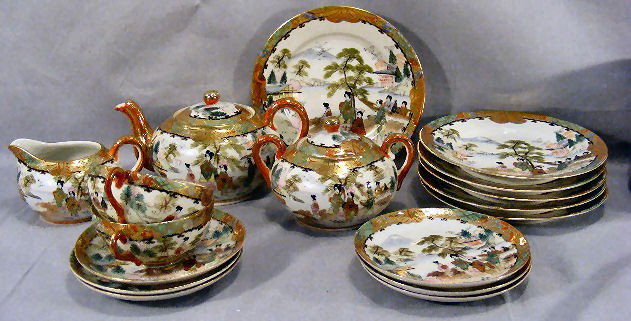 Nippon teaset, teapot, creamer & sugar marked, 6 -: Nippon teaset, teapot, creamer & sugar marked, 6 - 7" plates, 2 cups, 6 saucers