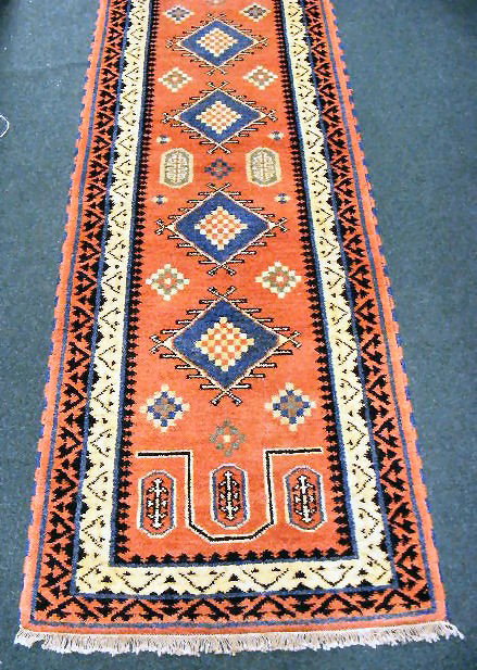 Rug, 2'.8" x 8'.1" Kazak runner.: Rug, 2'.8" x 8'.1" Kazak runner.
