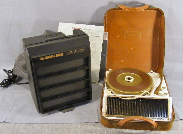 Sharper Image slide viewer and Steelman record pla: Sharper Image slide viewer and Steelman record player