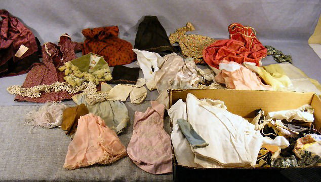 Lot of misc. vintage doll clothes, dresses, capes: Lot of misc. vintage doll clothes, dresses, capes, vests, undergarments, etc.