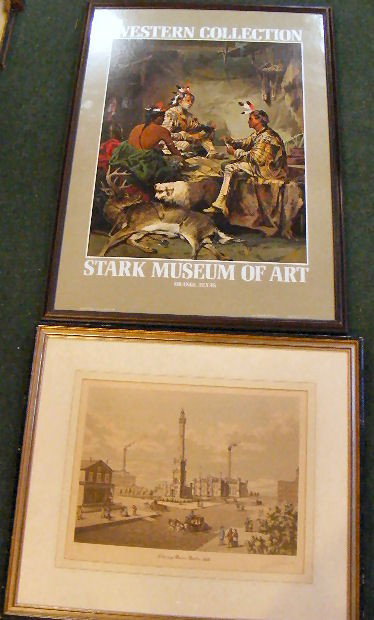 Two prints, Chicago Waterworks 1868, 21" X 24.5" : Two prints, Chicago Waterworks 1868, 21" X 24.5" overall and Stark Museum of Art Western Collection 24" x 32" overall
