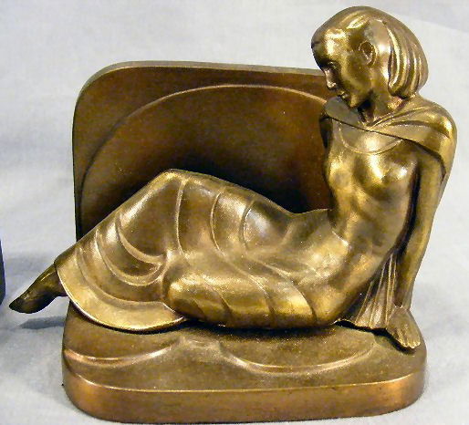 Pair of Frankart bronzed spelter bookends, no damag: Pair of Frankart bronzed spelter bookends, no damage, minimal wear to finish