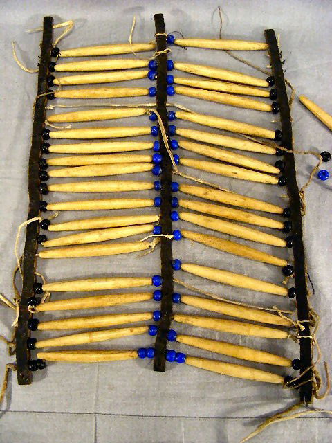 Native American bone breast plate, some pieces mi: Native American bone breast plate, some pieces missing
