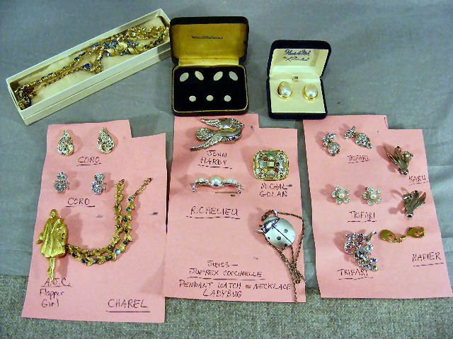 Lot designer marked costume jewelry, Coro, Trifar: Lot designer marked costume jewelry, Coro, Trifari, John Hardy, etc.