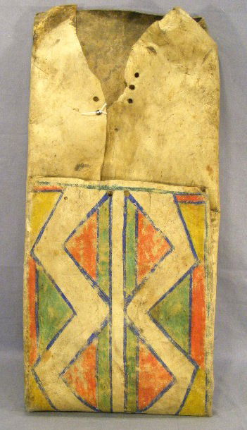 Native American rawhide parfleche, no rips, 27" l: Native American rawhide parfleche, no rips, 27" long, 12.5" wide