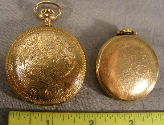 2 gold filled pocket watches, Waltham 15 jewel mo - 3