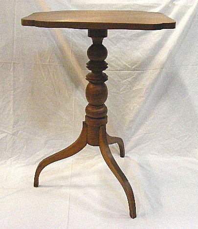 Tilt top spider leg candle stand, tiger maple top : Tilt top spider leg candle stand, tiger maple top and post, 29" high, top measures 20.75" X 17.5"