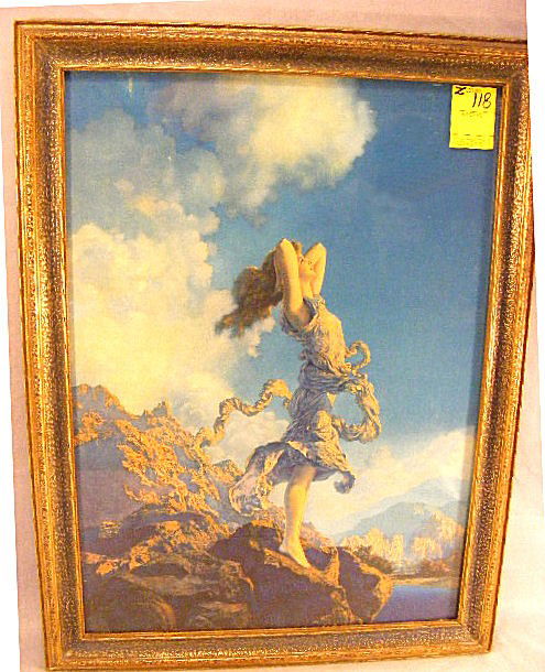 Maxfield Parrish print, Ecstasy, frame measures 1: Maxfield Parrish print, Ecstasy, frame measures 17" x 22.5"