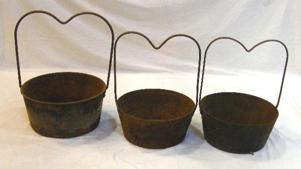 Antique double boilers, iron handles, tallest mea: Antique double boilers, iron handles, tallest measures, 19" high 14.5" wide