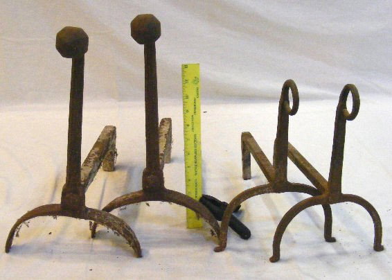 Two pair iron 19th century andirons: Two pair iron 19th century andirons