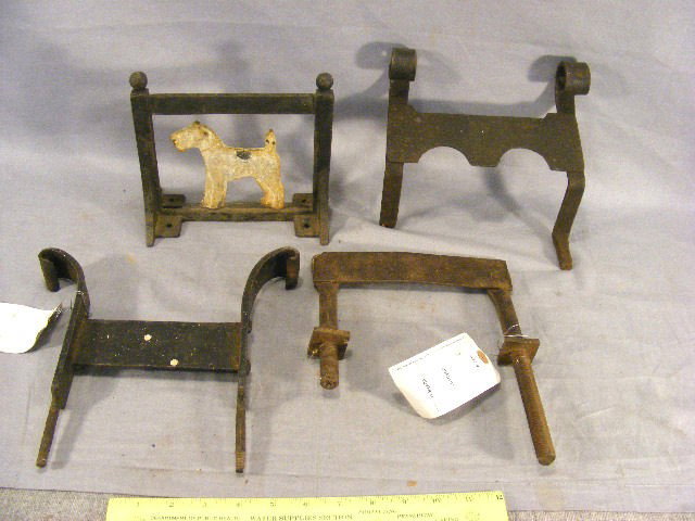 Lot of iron boot scrapers - 1 20th century with d: Lot of iron boot scrapers - 1 20th century with dog