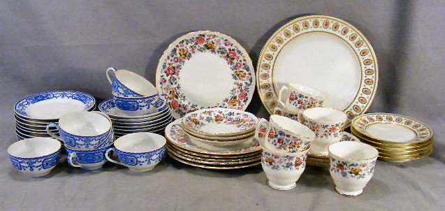 Limoges plate with 5 individual plates, Staffords: Limoges plate with 5 individual plates, Staffordshire Springtime 6 = 8.25" plates and 6 cups & saucers, Nippon dessert set 9 plates, six cups, saucers