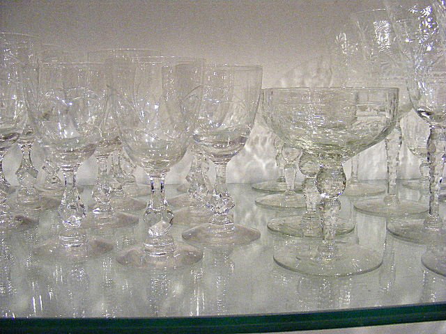 Clear stemware, 2 etched patterns. - 3