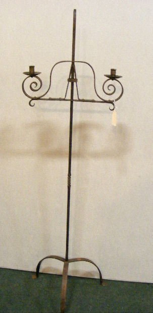 Wrought iron adjustable standing candleholder, 59": Wrought iron adjustable standing candleholder, 59" high