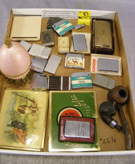 Lighters, pipes, Lucky Strike tin, Zippos, Ronson,: Lighters, pipes, Lucky Strike tin, Zippos, Ronson, Amico, Austria Champ, Park, etc.