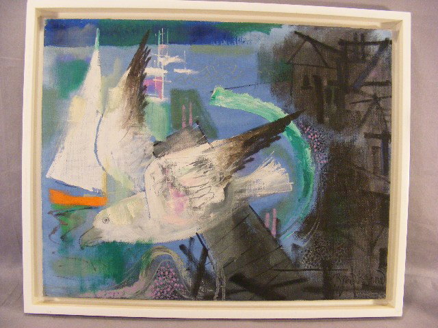 Oil painting on canvas, Byron Browne "The Seagull": Oil painting on canvas, Byron Browne "The Seagull", 1957, 16" X 20" image