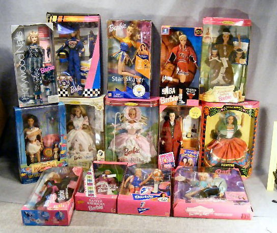 Barbie doll lot, circa 1990's- 2000's. 14pcs. Ros: Barbie doll lot, circa 1990's- 2000's. 14pcs. Rosie O'Donnell, Festiva, Bulls, 2002 Star Skater, Rebecca Lobo, etc.