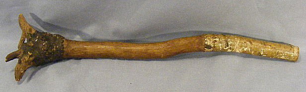 American Indian, Passamaquoddy tribe, Maine, carve: American Indian, Passamaquoddy tribe, Maine, carved birch club. 24" long.