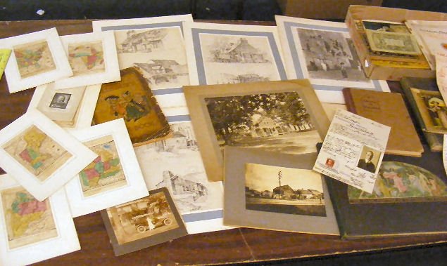 Lot of paper ephemera, photos, books, etc. includ: Lot of paper ephemera, photos, books, etc. including six small maps of U.S., cookbooks, German WWI U.S. citizen I.D. certificates, misc. prints