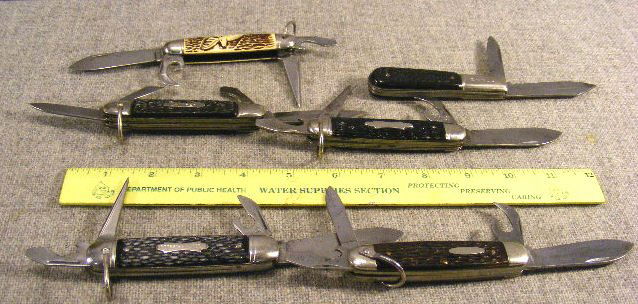 Lot of 6 folding pocket knives, 2 Imperial, Coloni: Lot of 6 folding pocket knives, 2 Imperial, Colonial, John Primble 3335, Ideal Barlow, Ideal Camper