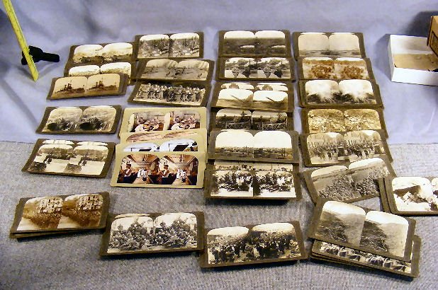 WWI stereo view cards, tanks, battle scenes, ship: WWI stereo view cards, tanks, battle scenes, ships, etc. 67 cards total