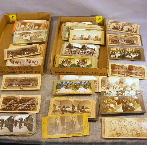 Stereo view cards, European scenes, ZULU Denizen,: Stereo view cards, European scenes, ZULU Denizen, Plantation scene, Japanese in European Costume, etc. 130 cards total