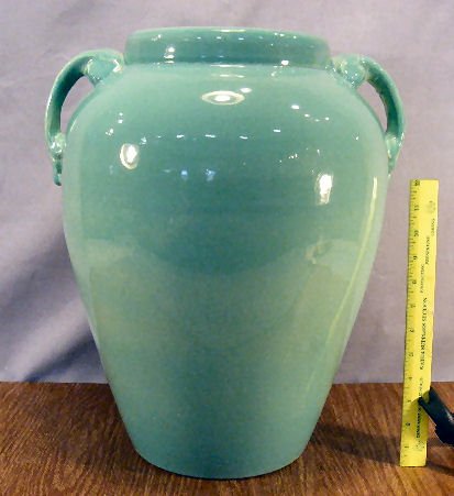 Large pottery floor vase, unmarked, 18" high: Large pottery floor vase, unmarked, 18" high
