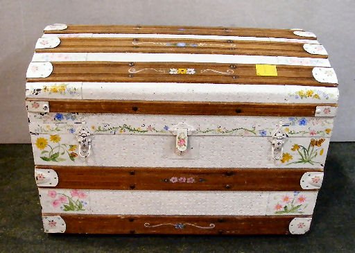 Vintage dome top trunk, painted: Vintage dome top trunk, painted