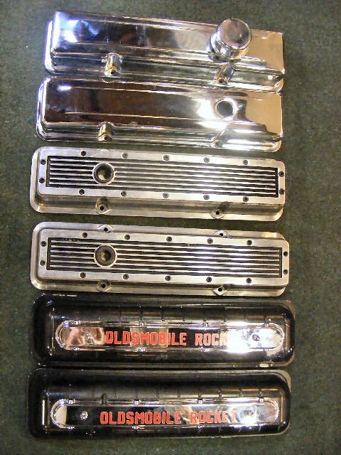 Car parts: Oldsmobile Rocket valve covers, aluminu: Car parts: Oldsmobile Rocket valve covers, aluminum & chrome valve covers. 3 sets.