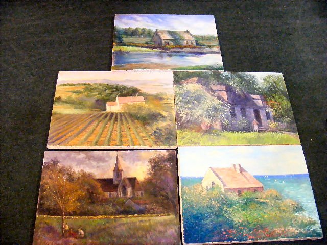 Lot of five oil paintings, landscapes with buildin: Lot of five oil paintings, landscapes with buildings by Jules Arnold, unsigned, each measures 18' X 24'