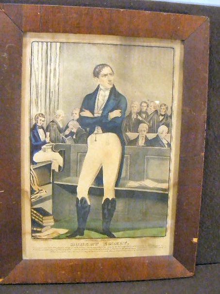 Currier & Ives print "Robert Emmet" 12.25" X 16.25": Currier & Ives print "Robert Emmet" 12.25" X 16.25" framed, some staining
